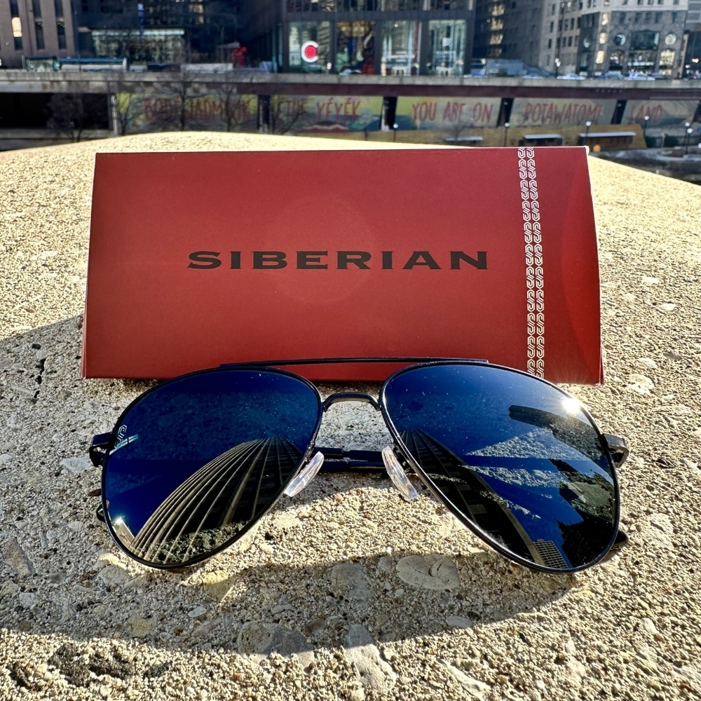 SIBERIAN Real Glass Lenses BLACK Classic Aviator Sunglasses Men/Women Size 60mm